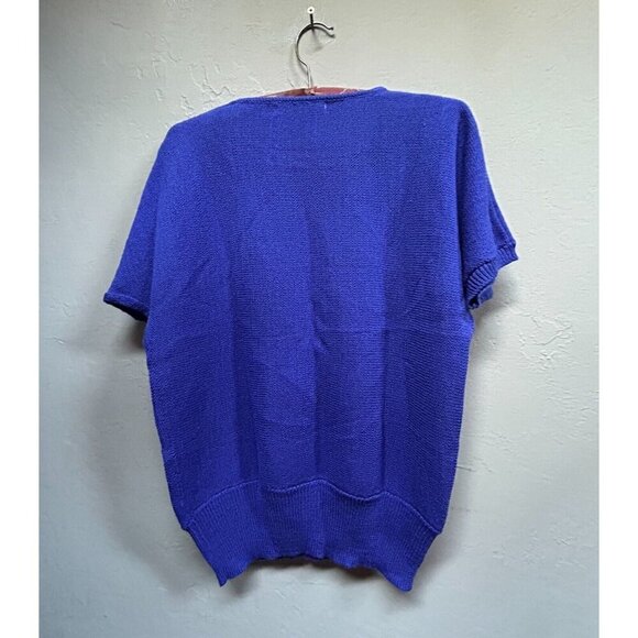 San Huwn Jean Jir Womens Knitted Wool Beaded Sequined Sweater Top Stretch Blue - Picture 2 of 7